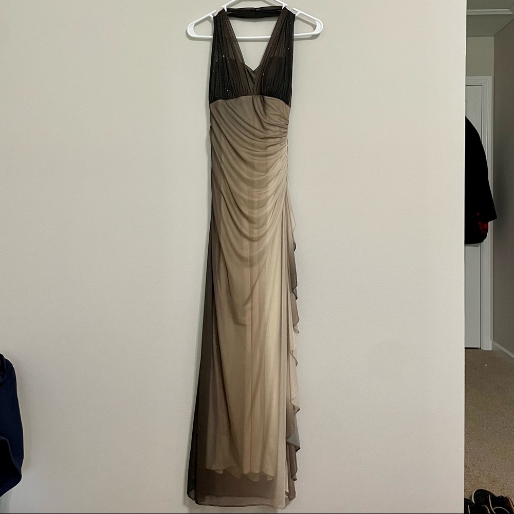Brown and cream long formal dress